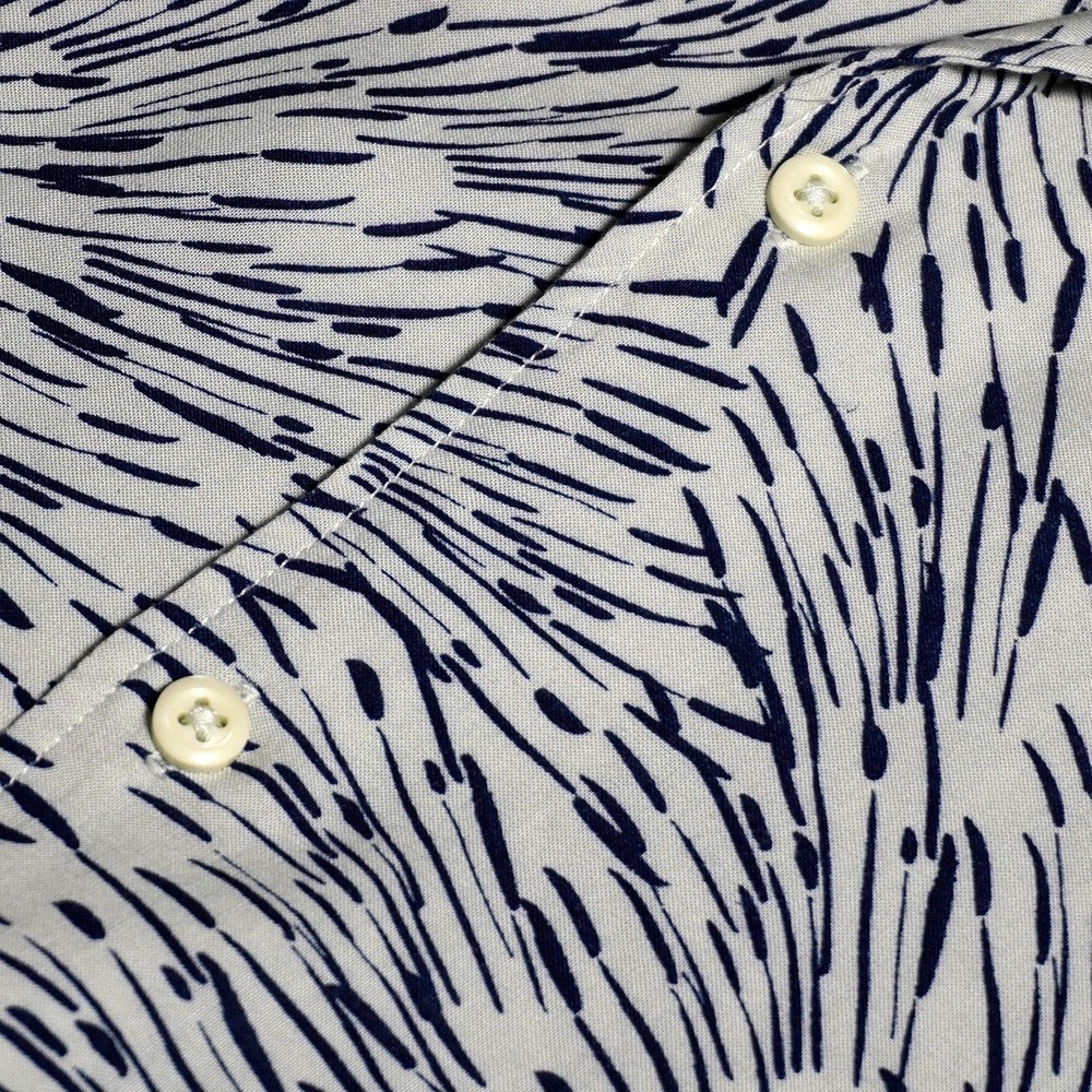 Abstract Print Pure Viscose‎ Button Down Shirt Plus Size 1X XL Pale Mint Navy - Picture 4 of 7